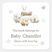 かわいい冬の北極牛の赤ちゃんシャワー スクエアシール (正面)