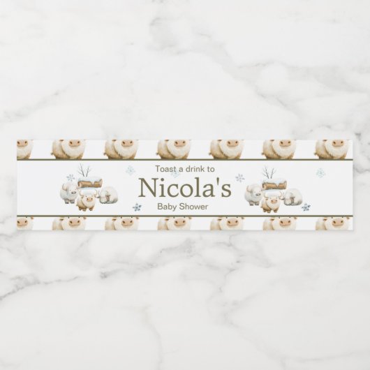 かわいい冬の北極牛の赤ちゃんシャワー ペットボトルラベル (シングルラベル)