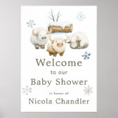 かわいい冬の北極牛の赤ちゃんシャワー ポスター (正面)