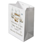 かわいい冬の北極牛の赤ちゃんシャワー ミディアムペーパーバッグ (裏面アングル)