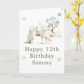 かわいい冬の北極狼の誕生日パーティー カード (黄色い花)