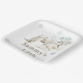 かわいい冬の北極狼の誕生日パーティー ペーパープレート (傾斜あり)