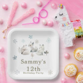 かわいい冬の北極狼の誕生日パーティー ペーパープレート (パーティー)