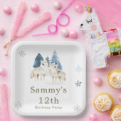 かわいい冬の北極狼の誕生日パーティー ペーパープレート (パーティー)