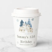 かわいい冬の北極狼の誕生日パーティー 紙コップ (裏面)