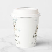 かわいい冬の北極狼の誕生日パーティー 紙コップ (左)