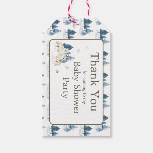 かわいい冬の北極狼の赤ちゃんシャワー ギフトタグ (正面)