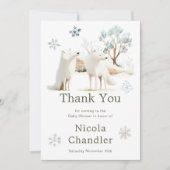 かわいい冬の北極狼の赤ちゃんシャワー サンキューカード (正面)