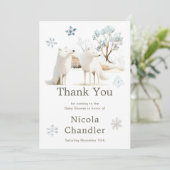 かわいい冬の北極狼の赤ちゃんシャワー サンキューカード (スタンド正面)