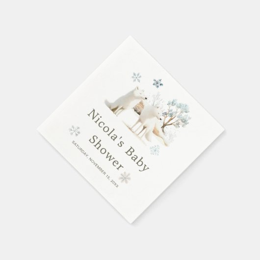 かわいい冬の北極狼の赤ちゃんシャワー スタンダードカクテルナプキン (角)