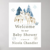 かわいい冬の北極狼の赤ちゃんシャワー ポスター (正面)