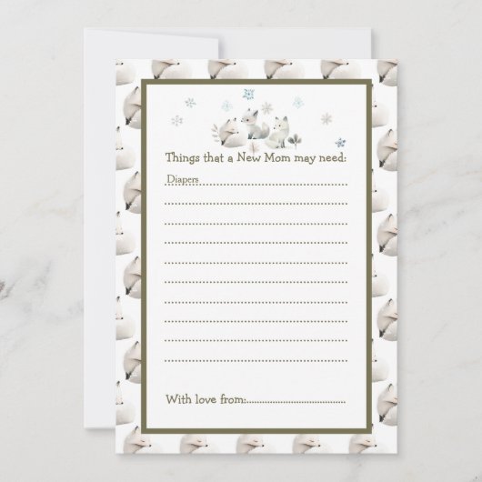 かわいい冬の北極狼の赤ちゃんシャワー 招待状 (正面)