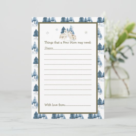 かわいい冬の北極狼の赤ちゃんシャワー 招待状 (スタンド正面)