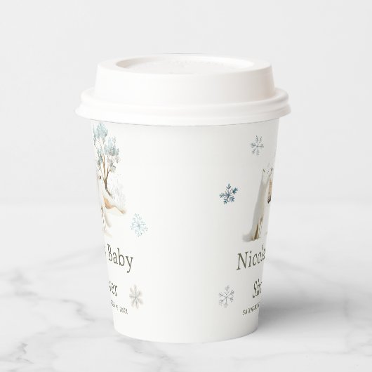 かわいい冬の北極狼の赤ちゃんシャワー 紙コップ (左)