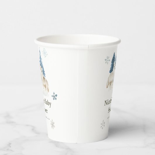 かわいい冬の北極狼の赤ちゃんシャワー 紙コップ (右)