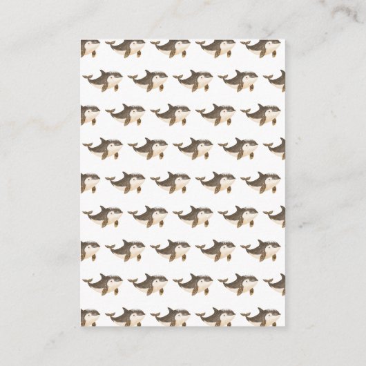 かわいい冬の北極鯨の赤ちゃんシャワーおむつラッフル エンクロージャーカード (裏面)