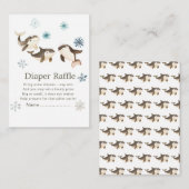 かわいい冬の北極鯨の赤ちゃんシャワーおむつラッフル エンクロージャーカード (正面/裏面)