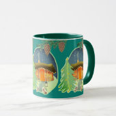 かわいい冬の夜のコテージシーン マグカップ (正面右)