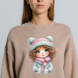 かわいい冬の女の子 モコモコのマフラー キュート アート Tシャツ