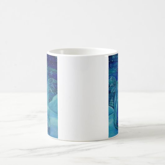 かわいい冬の妖精の女の子の人形のイヤーマフスノウハウ コーヒーマグカップ (中央)