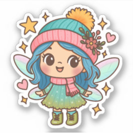 かわいい冬の妖精 かわいいパステル幻想芸術 シール