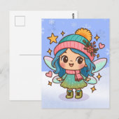 かわいい冬の妖精 かわいいパステル幻想芸術 ポストカード (正面/裏面)