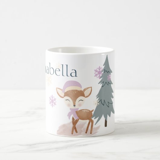 かわいい冬の子鹿のメス コーヒーマグカップ (中央)