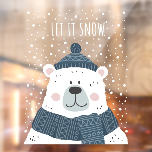 かわいい冬の季節は雪の極熊ビジネスを許可 ウィンドウサイン (シート2)