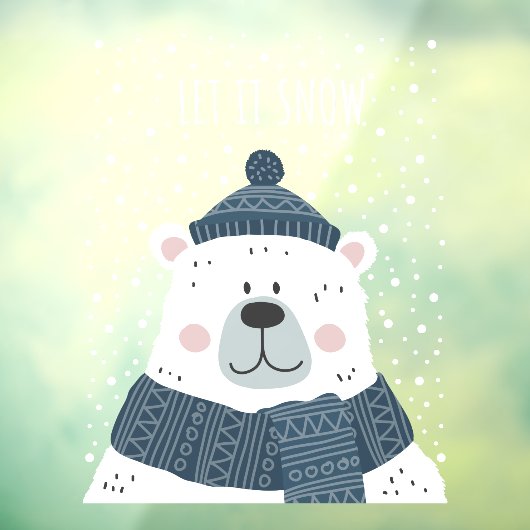 かわいい冬の季節は雪の極熊ビジネスを許可 ウィンドウサイン (シート3)