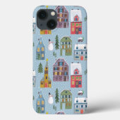 かわいい冬の家々赤と青の風景雪 Case-Mate iPhoneケース (裏面)