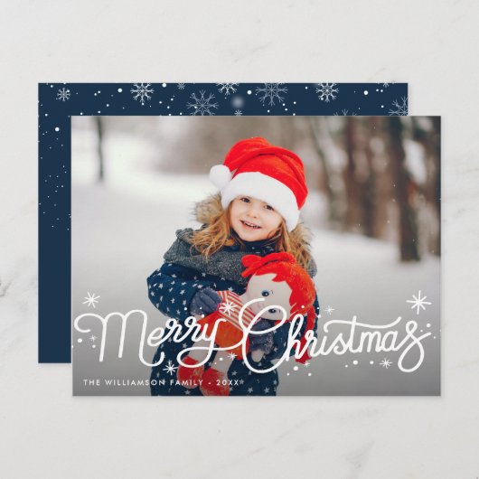 かわいい冬の家族のクリスマスカード ポストカード (正面/裏面)