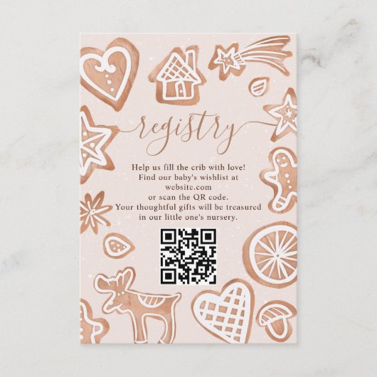 かわいい冬の小さなクッキーのベビーシャワーレジストリ エンクロージャーカード (正面)