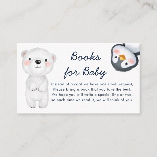 かわいい冬の小さな北極動物の本ベビー エンクロージャーカード (正面)