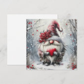 かわいい冬の小人 赤いハートの小人 シーズンカード (正面/裏面)