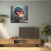 かわいい冬の帽子をかぶった可愛らしいゲッコ ポスター