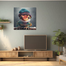 かわいい冬の帽子をかぶった可愛らしいゲッコ