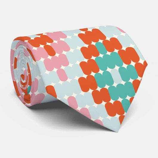 かわいい冬の幾何学的ダイヤモンドパターンティール(緑がかった色)ピンク ネクタイ (ロール)