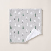 かわいい冬の木と雪の模様 バスタオルセット (ウォッシュタオル)