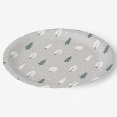 かわいい冬の木と雪の模様 ペーパープレート (アングル)