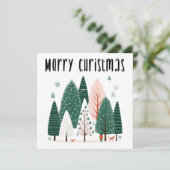 かわいい冬の松の木の家族クリスマスカード 招待状 (スタンド正面)