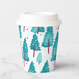 かわいい冬の松の木の森の水の色のパターン 紙コップ