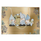 かわいい冬の格言金ゴールド ラージペーパーバッグ (裏面)