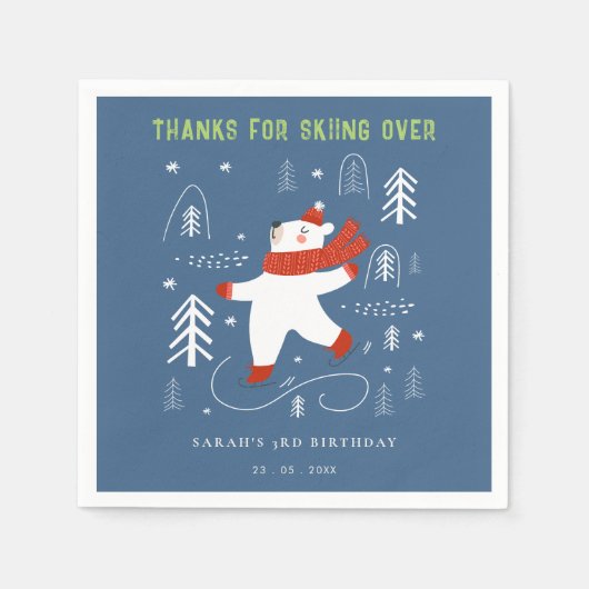 かわいい冬の森のクマ任意の年齢の子供たち スタンダードカクテルナプキン (正面)