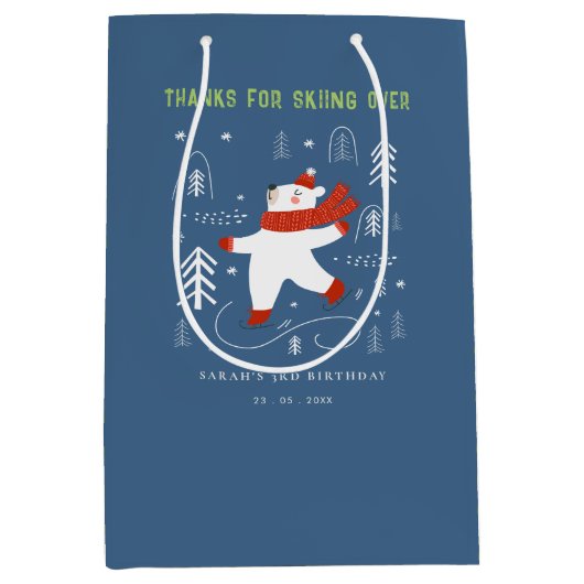 かわいい冬の森のクマ任意の年齢の子供たち ミディアムペーパーバッグ (正面)