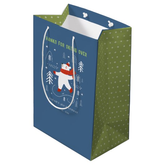 かわいい冬の森のクマ任意の年齢の子供たち ミディアムペーパーバッグ (裏面アングル)