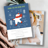 かわいい冬の森のベアースキー写真子供の誕生日 サンキューカード