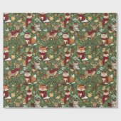 かわいい冬の森の仲間たち – ホリデー アニマル (7) ラッピングペーパー (フラット)