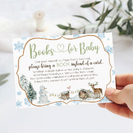 かわいい冬の森の動物の雪の結晶ベビーシャワー エンクロージャーカード