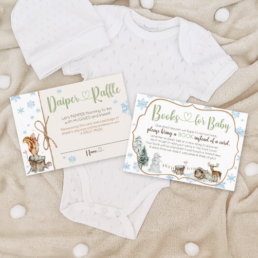 かわいい冬の森の動物スノーフレーク赤ちゃんシャワー エンクロージャーカード