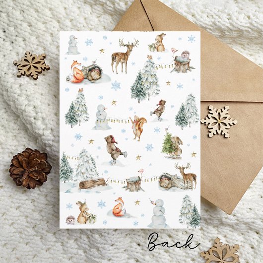 かわいい冬の森の動物スノーフレーク赤ちゃんシャワー 招待状